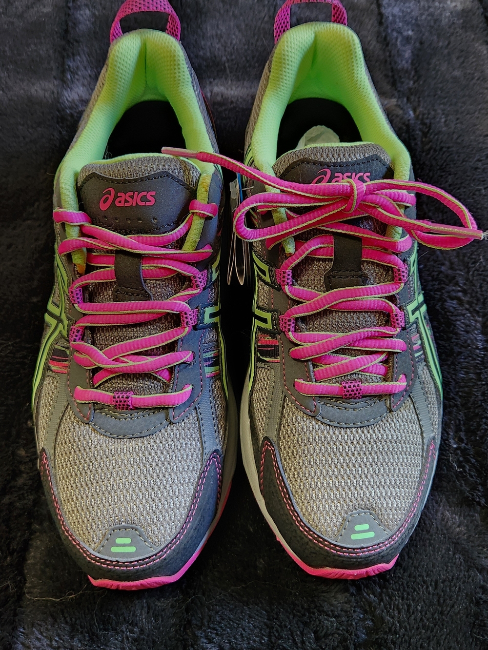 ASICS Gray, Pink & Neon Green Women's Athletic Running Shoes